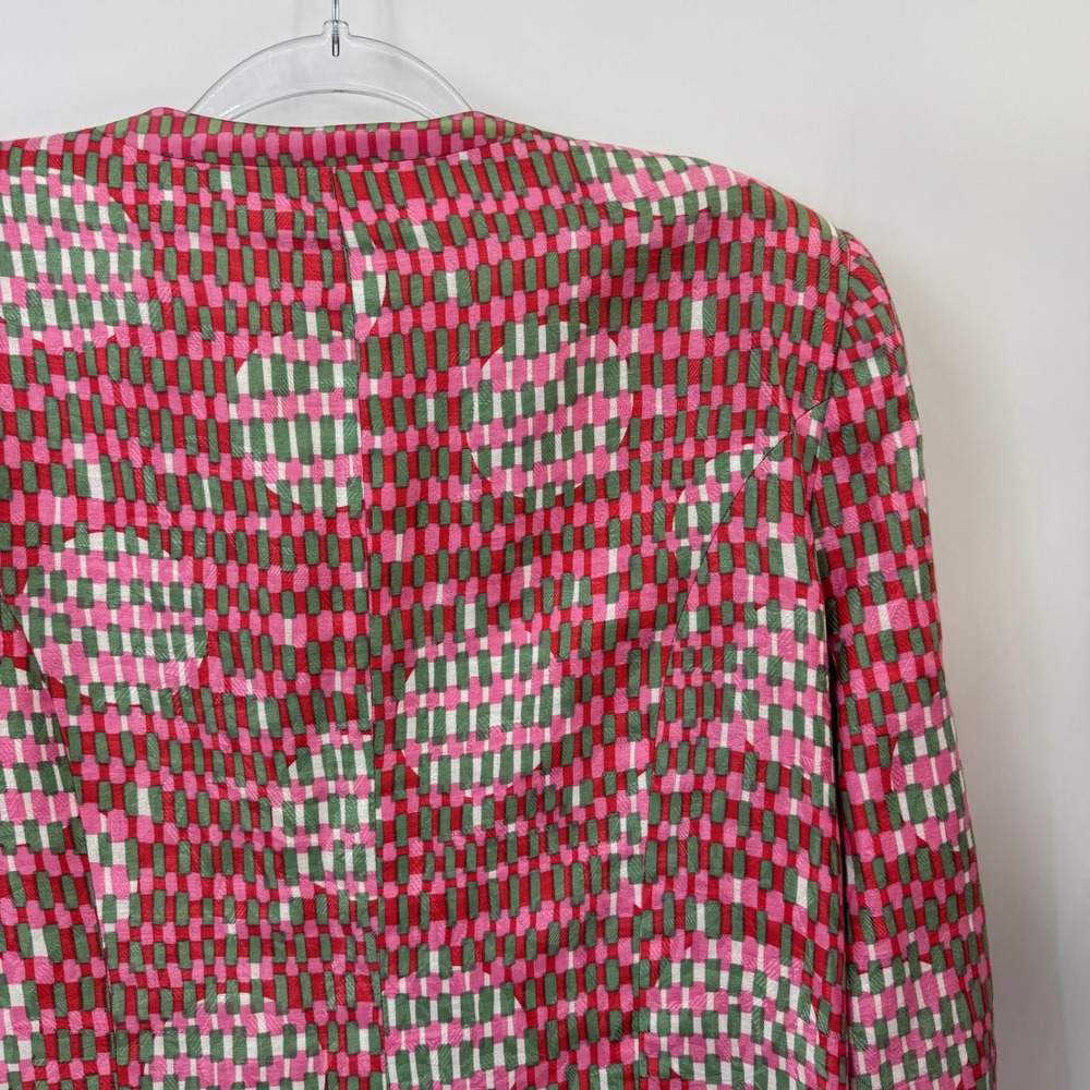 Anne Crimmins Skirt Suit Set Womens 12 Pink Geometric Coquette Vintage - Picture 11 of 16
